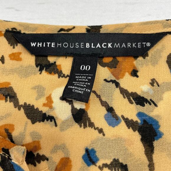 White House Black Market Long Sleeve Beige Animal Print Blouson Dress - Picture 15 of 16